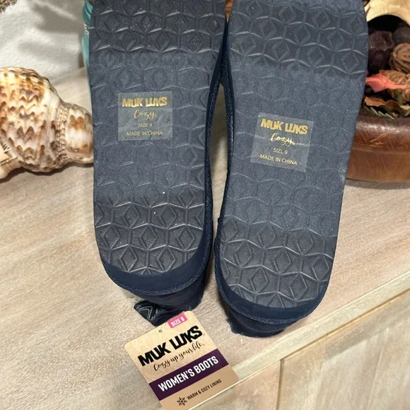 NWT Muk Luks Women's Navy Blue Zippered Platform Ankle Boots with Warm Lining - Picture 7 of 7